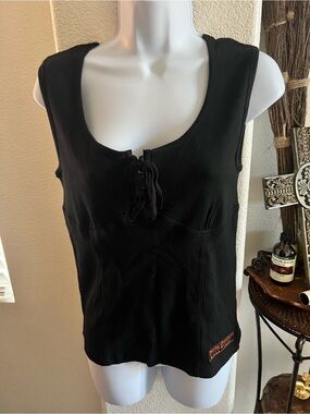 Harley-Davidson Black Scoop Neck Tank with Front Tie